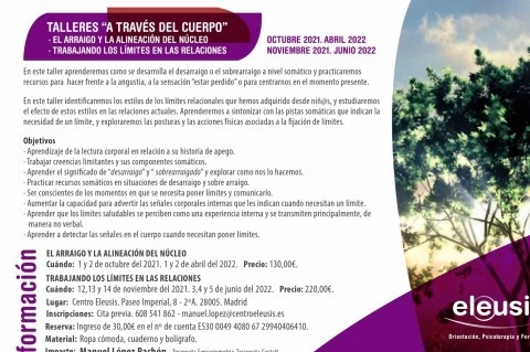 Talleres "A través del Cuerpo". El arraigo y la alineación del núcleo. Trabajando los Límites en las relaciones
